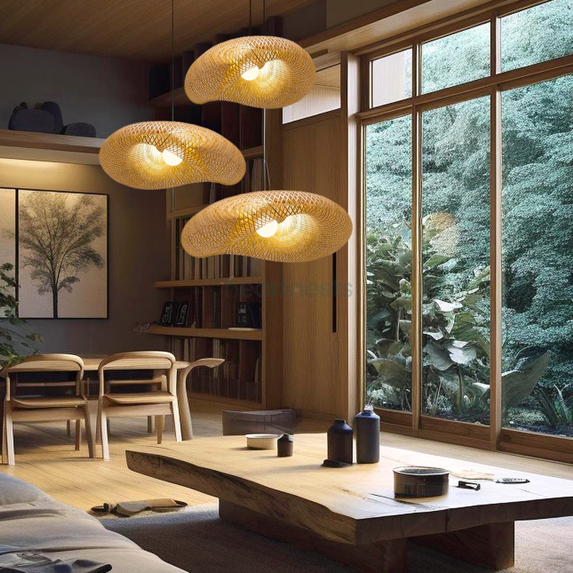 Twinie Bamboo Wicker Pendant Light - Size 60cm/23.6''