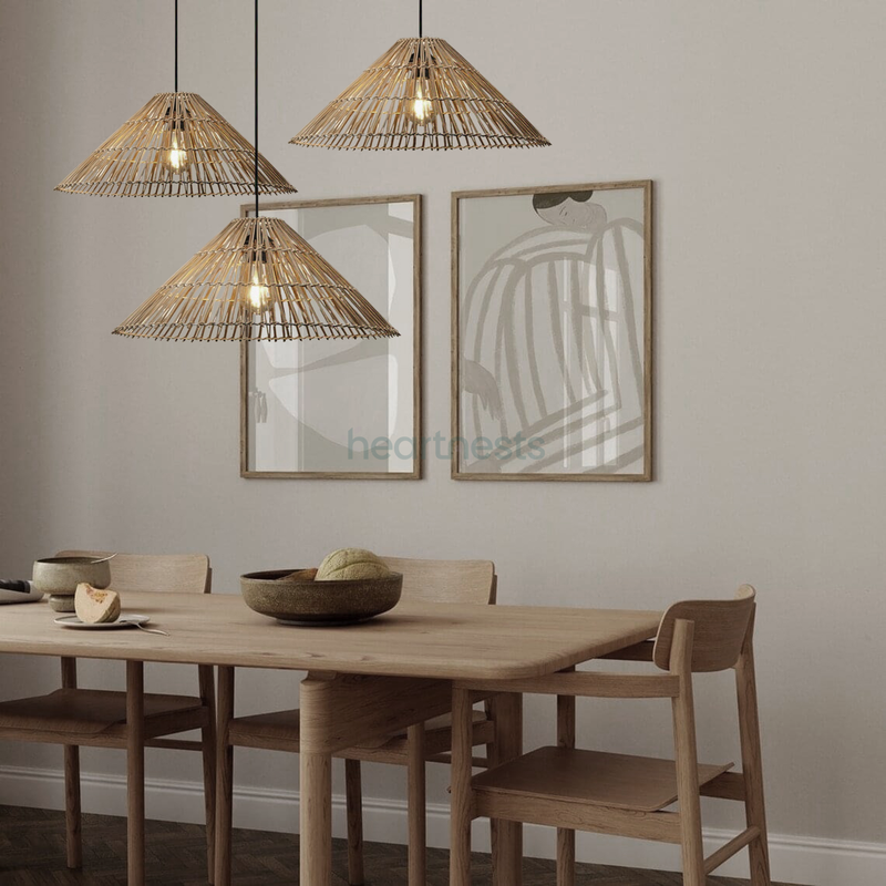 Xinh Rattan Pendant Light - Handwoven Triangle Hat Ceiling Lamp