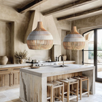 Catalina 60cm Rattan Pendant Light - Natural & White Weave