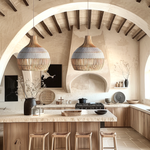 Catalina 60cm Rattan Pendant Light - Natural & White Weave