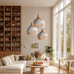 Catalina 40cm Rattan Pendant Light - Natural & White Weave