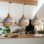 Catalina 60cm Rattan Pendant Light - Natural & White Weave