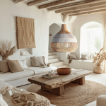 Catalina 60cm Rattan Pendant Light - Natural & White Weave