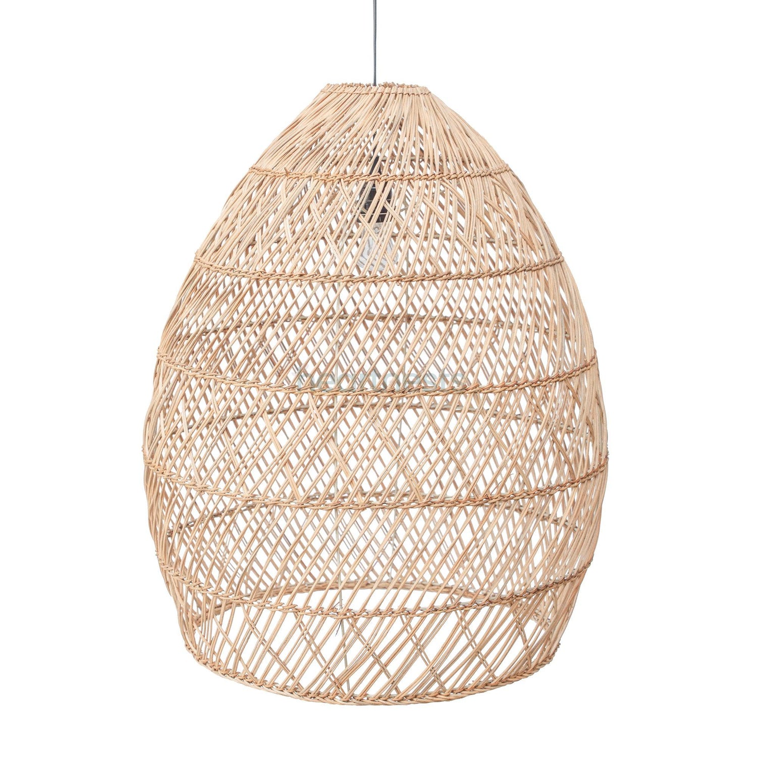 Close view of Brighton Rattan Pendant Light against a white background