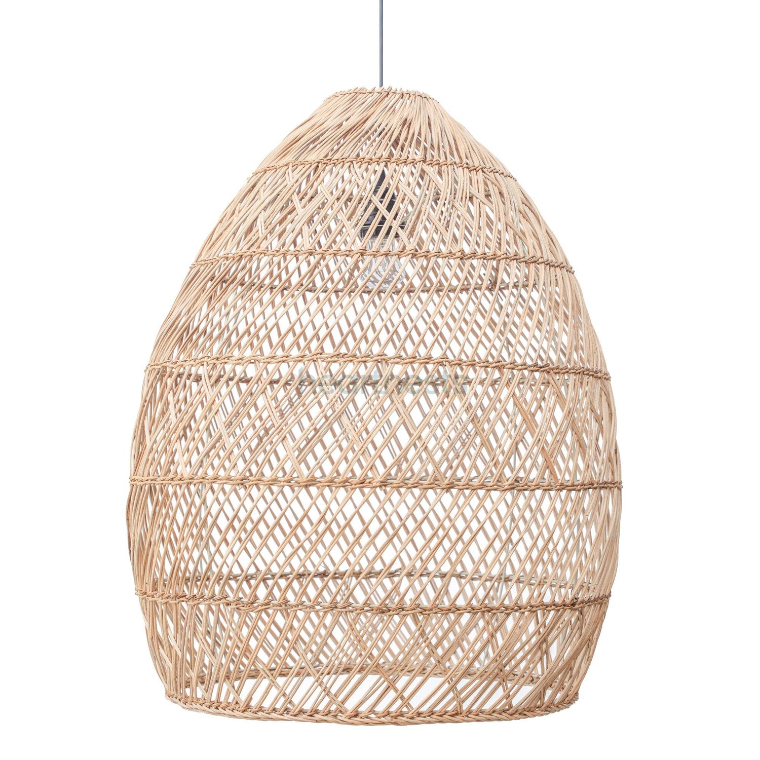 Close view of Brighton Rattan Pendant Light against a white background