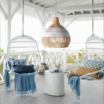 Catalina 50cm Rattan Pendant Light - Natural & White Weave