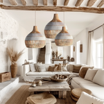 Catalina Rattan Pendant Light Bundle Set of 3 - Natural & White Weave
