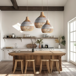 Catalina Rattan Pendant Light Bundle Set of 3 - Natural & White Weave