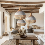 Catalina Rattan Pendant Light Bundle Set of 3 - Natural & White Weave