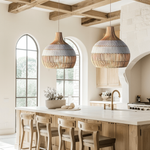 Catalina 60cm Rattan Pendant Light - Natural & White Weave