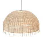 Close up view of a Heartnests's Daria Wicker Hanging Light on white background