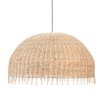 Close up view of a Heartnests's Daria Wicker Hanging Lampshade on white background