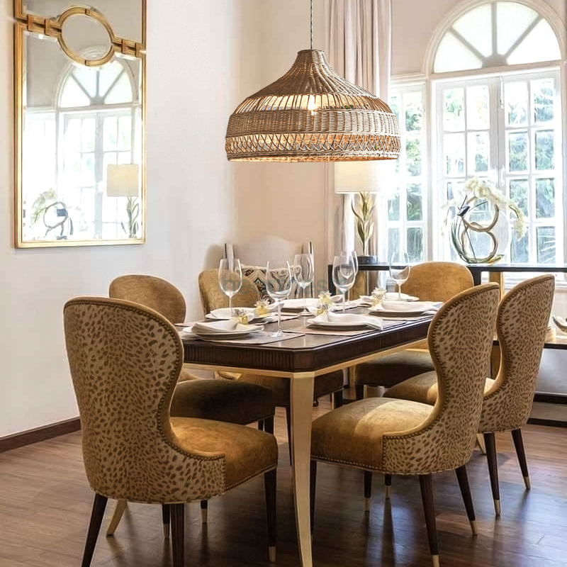 Grevilla Rattan Pendant Light - Handwoven Cane Rattan