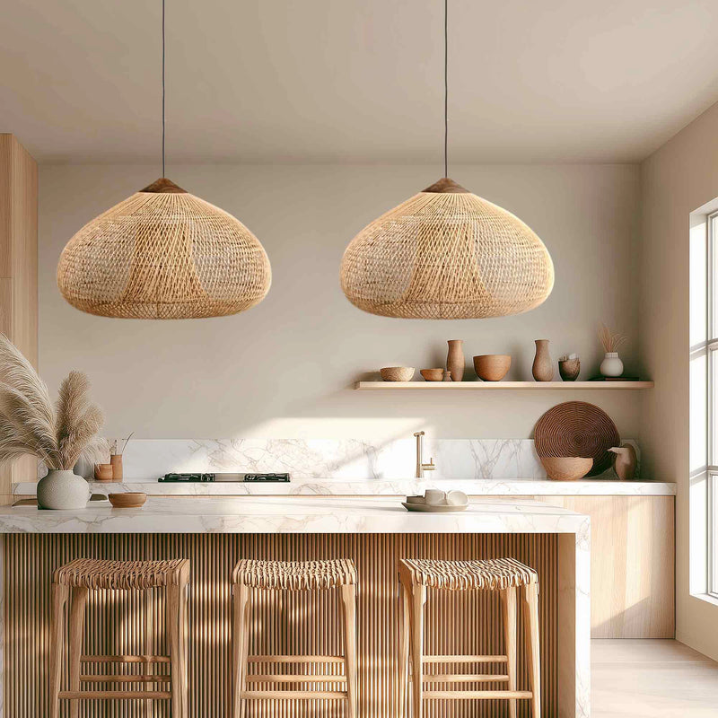 Hibicus B Rattan Pendant Light - Handwoven natural rattan