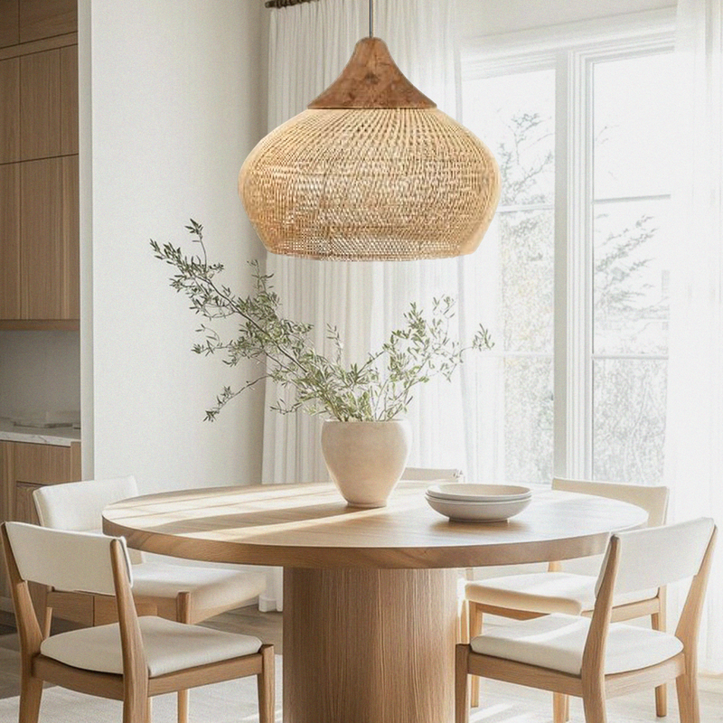 Hibicus C Rattan Pendant Light - Handwoven natural rattan