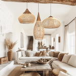 Hibicus Rattan Pendant Light Bundle Set of 3 - Handwoven Cane Rattan