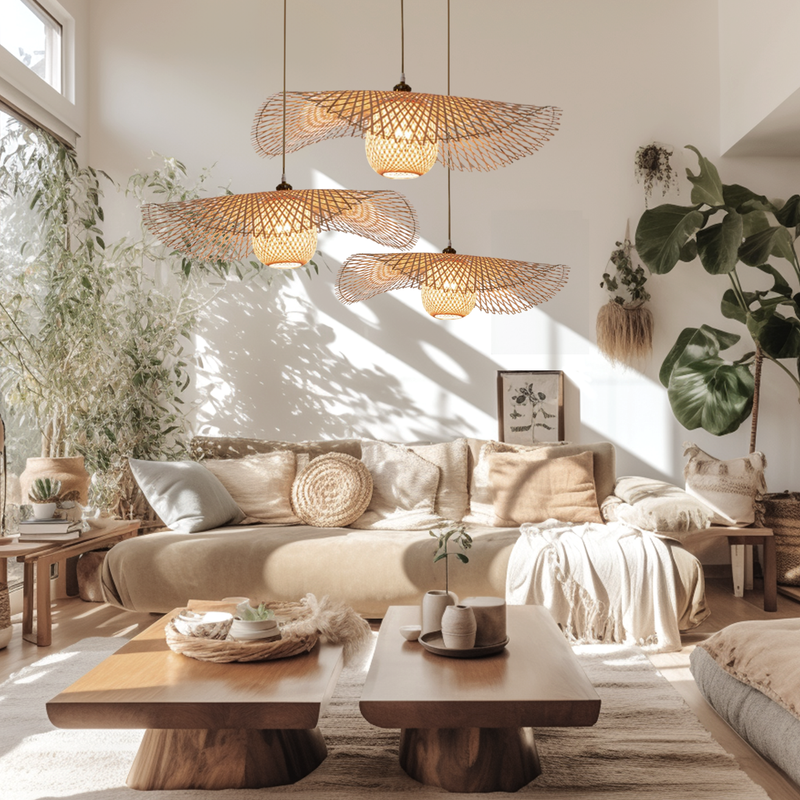Kauai Bamboo Pendant Light Sculptural Design