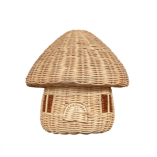 A Heartnests' Malia Rattan Mushroom in front angle on white background