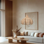 Nava L Rattan Pendant Light - Handwoven Cane Rattan