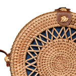 A magnified section of Heartnests' Rosie Crossbody Bag on white background