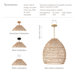 Acacia Rattan Pendant Light - Handwoven Cane Rattan
