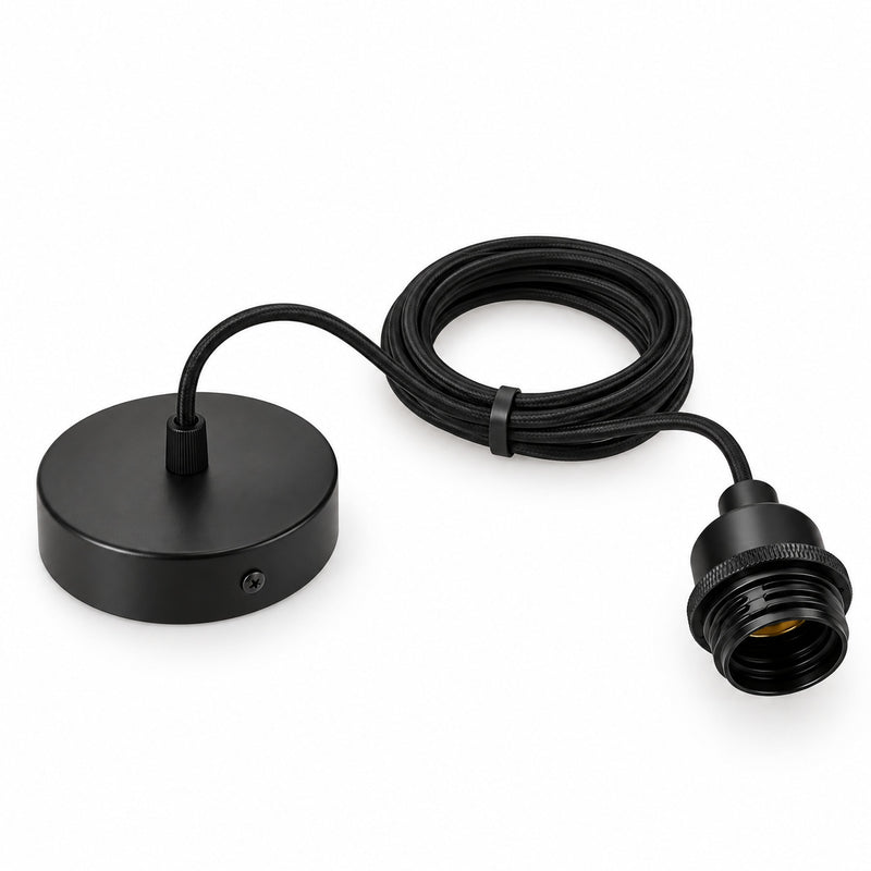 Black Hardwired Pendant Light Cord Set – 3M | E26/E27