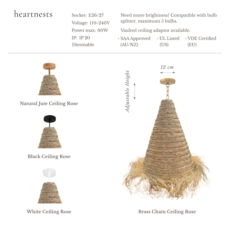 Bora Seagrass Pendant Light - Handwoven Organic Seagrass