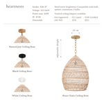 Brighton S Small Rattan Pendant Light - Handwoven Cane Rattan (35 cm)