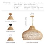 Fraser Rattan Pendant Light - Handwoven Cane Rattan
