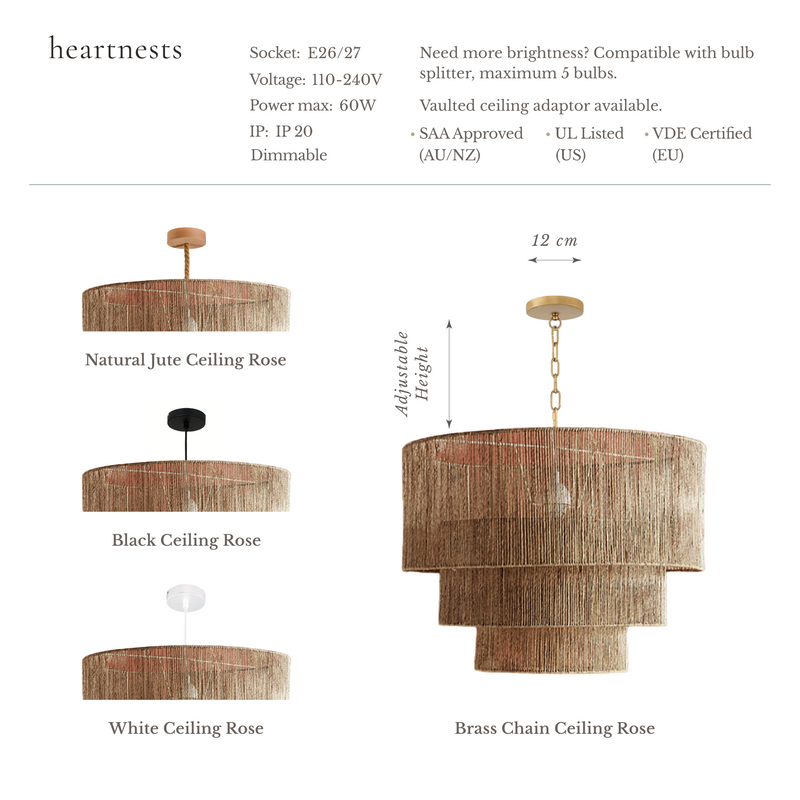 Kasey Jute Pendant Light - Layered Drum Design