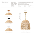 Lacy Rattan Pendant Light - Handwoven Cane Rattan