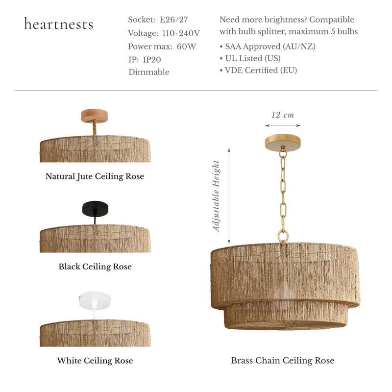 Lumina Jute Pendant Light - Handwoven natural rattan