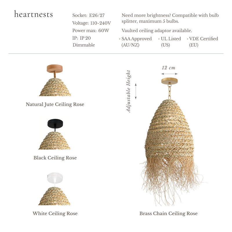Molokai Seagrass Pendant Light - Handwoven Organic Seagrass