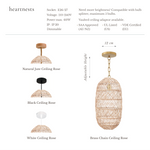 Moreton Rattan Pendant Light - Handwoven Cane Rattan Ceiling Lamp