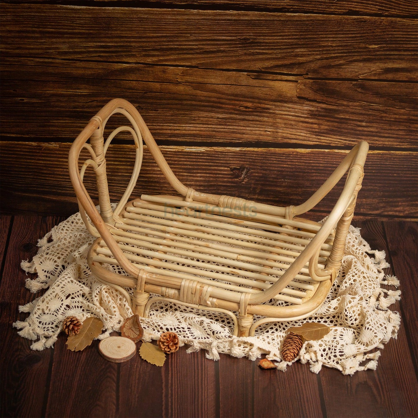 Heart Handmade Rattan Baby Props. Sustainable Newborn Photography